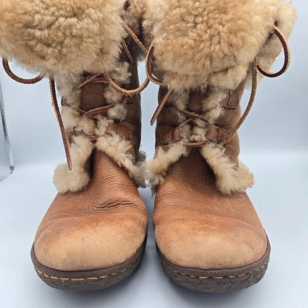 Born Boots Womens Sz 10/42 Chestnut Nome W5198 Tan Leather Shearling Fur Suede
